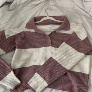Collared striped sweater